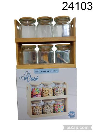 Imagen de FRASCO DE VIDRIO X6 + PORTA ESPECIERO 3.26